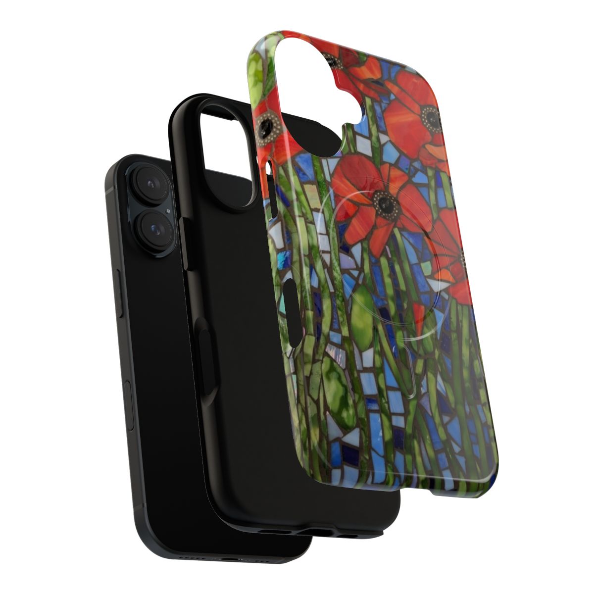 Colorful stained glass poppy mosaic phone case - Layers