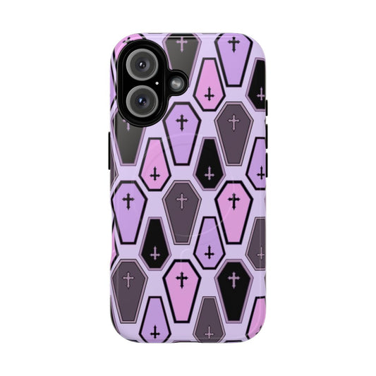 Pastel goth coffin pattern magnetic tough phone case