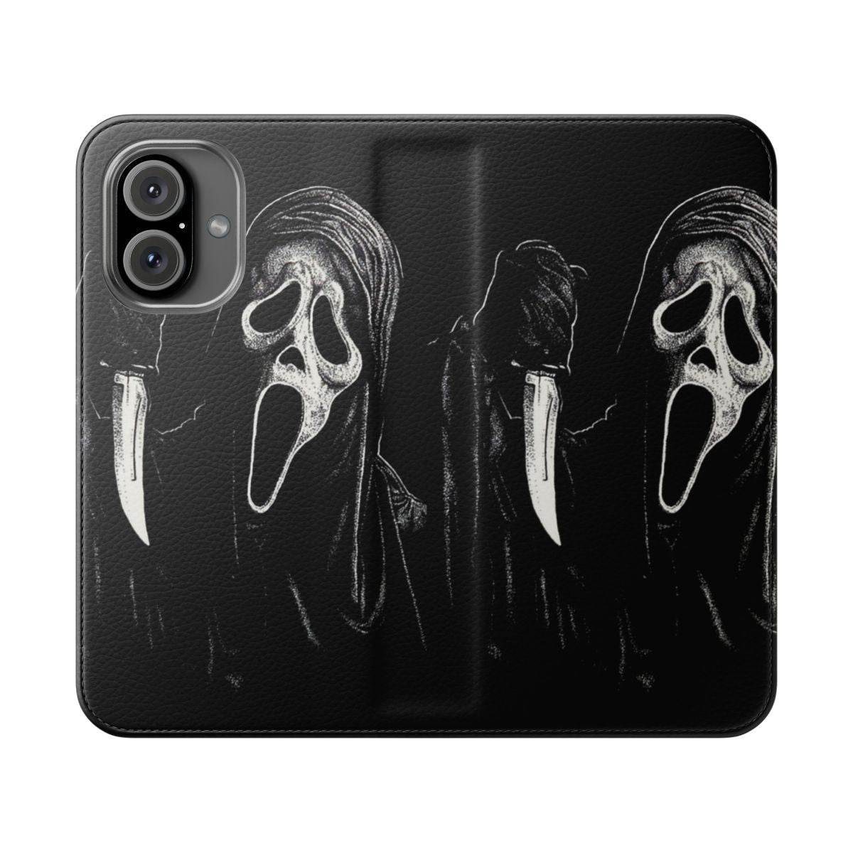 Ghostface-inspired phone case with flip cover design