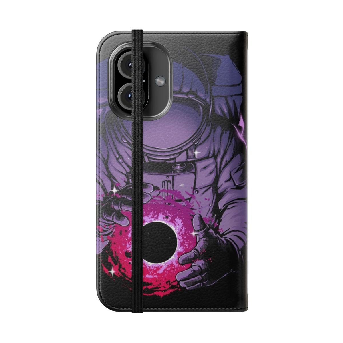 Deep space flip phone case with cosmic design - Folded Front