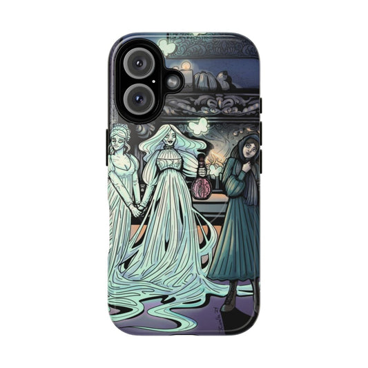 Vintage cottagecore-style phone case with ghostly, whimsical design