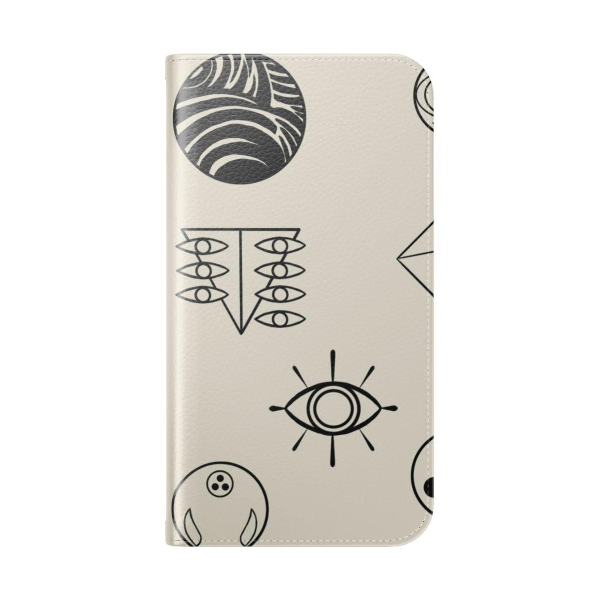 Stylish phone case featuring characters and mecha from the popular anime series Evangelion. - Folded Back