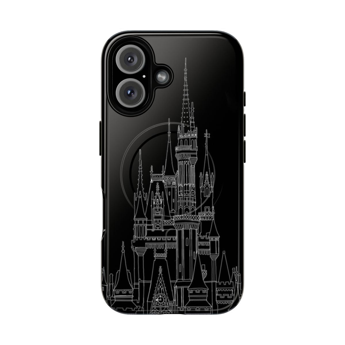 Magnetic tough phone case featuring a design of Cinderella's castle from Disney World or Disneyland