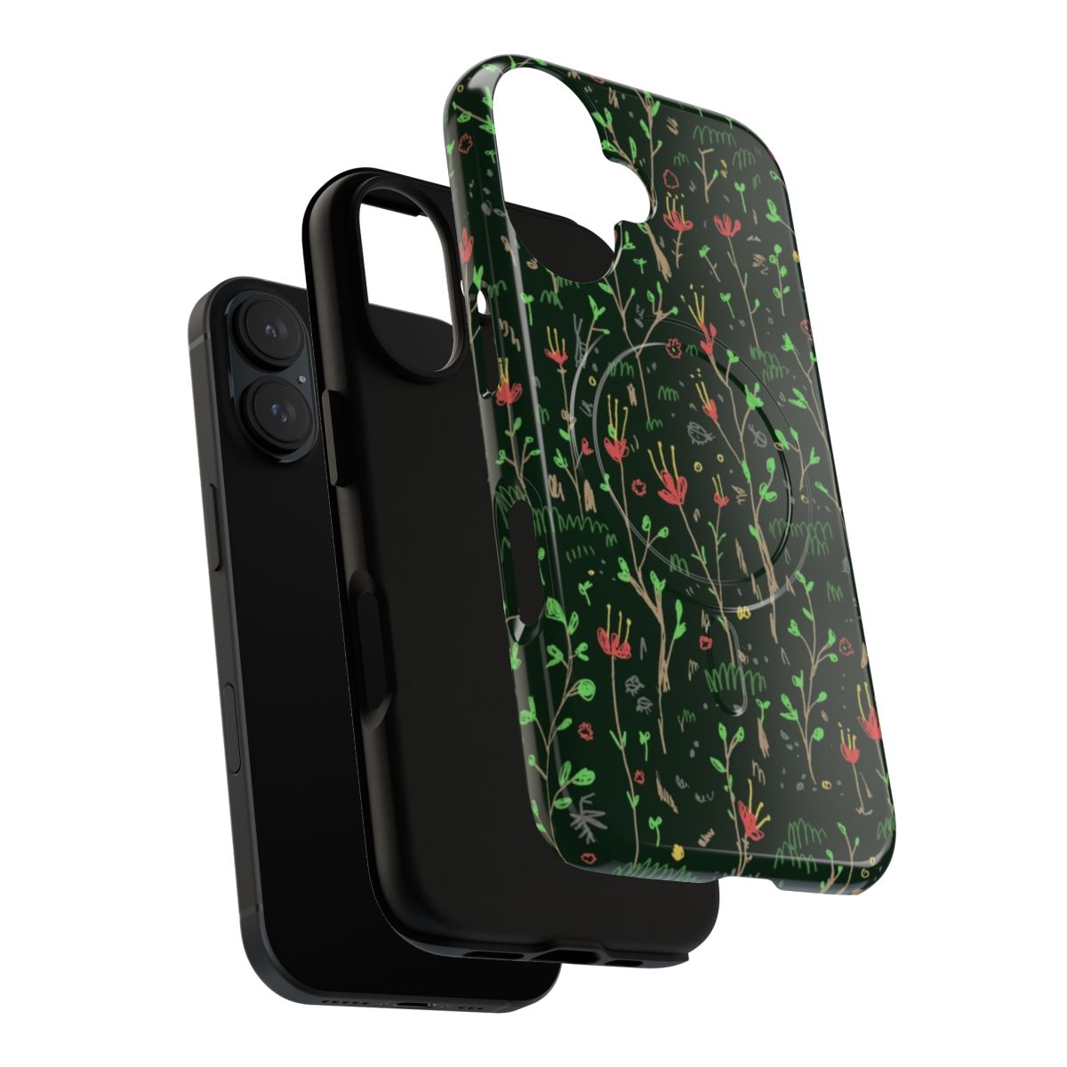 Woodland floor pattern phone case with magnetic closure - Layers