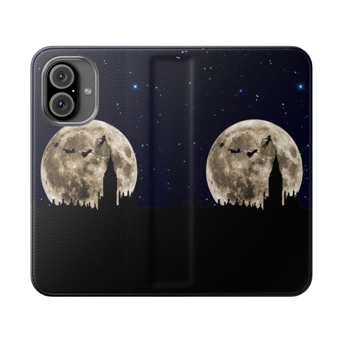 Artistic phone case cover featuring a moon silhouette and starry cosmos design