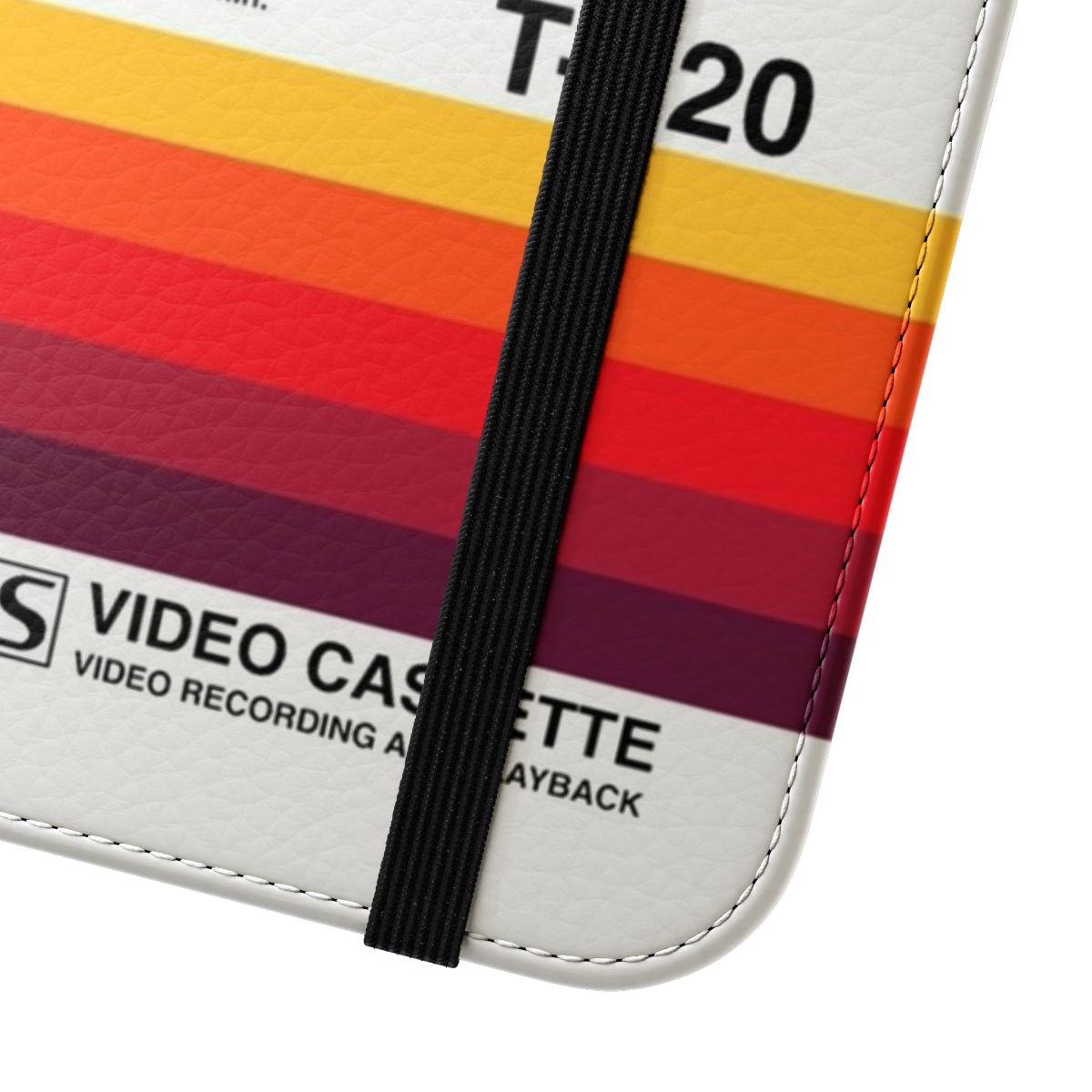 Sunset-themed retro VHS-style flip cover phone case - Close Up