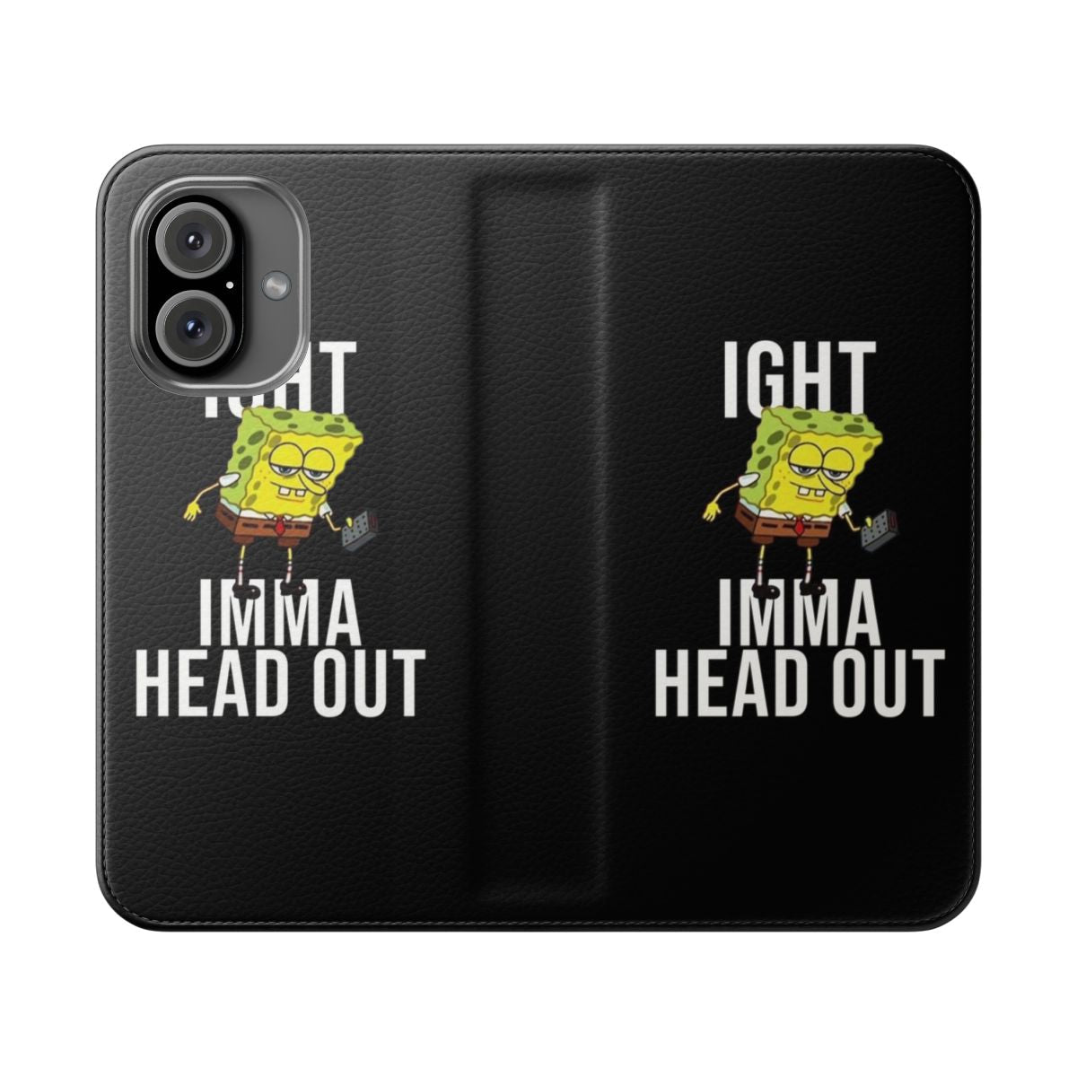 Flip phone case featuring the Spongebob Squarepants "Ight Imma Head Out" meme