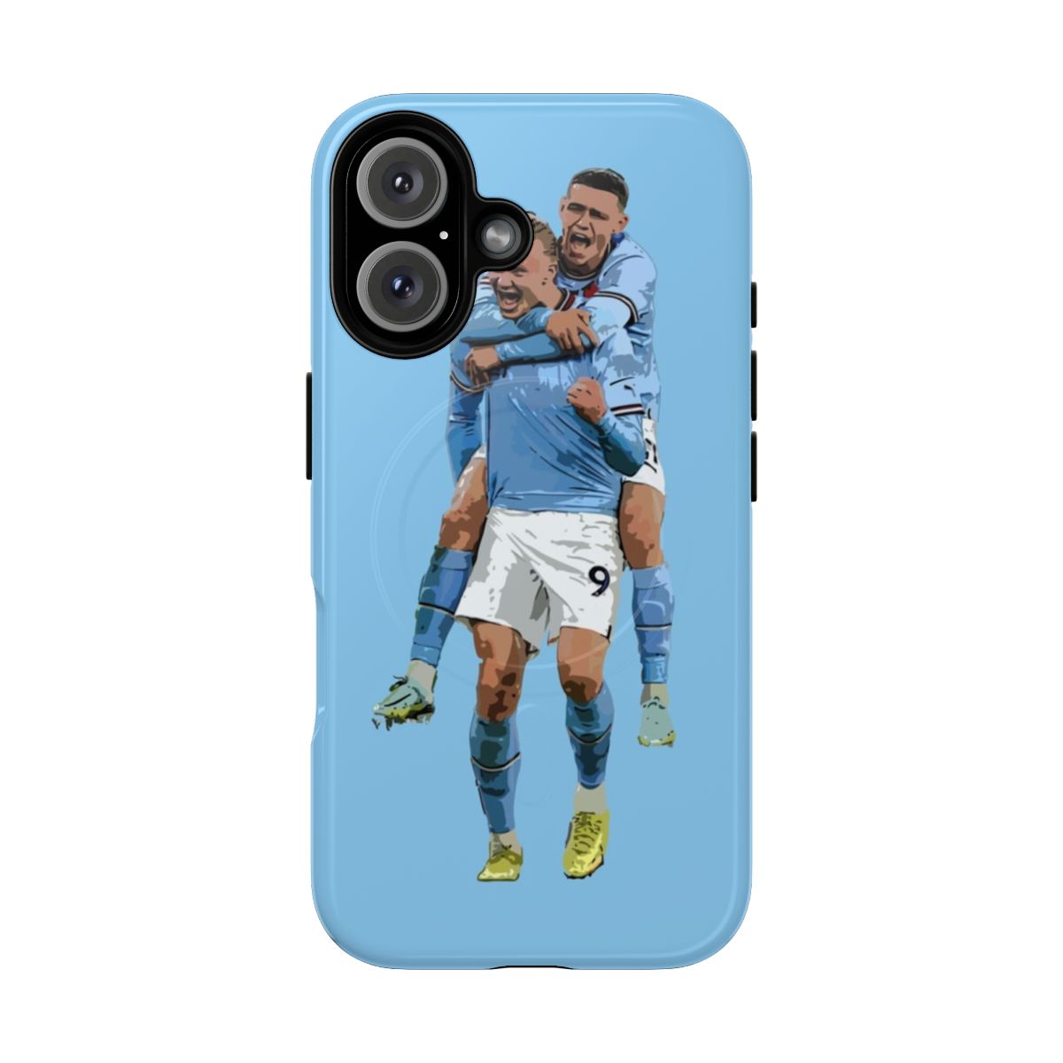 Magnetic tough phone case featuring images of Manchester City players Erling Haaland and Phil Foden