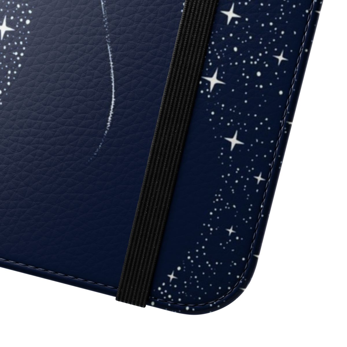 Cosmic surreal phone case with illustration of spotted eagle ray, shark, and space elements - Close Up