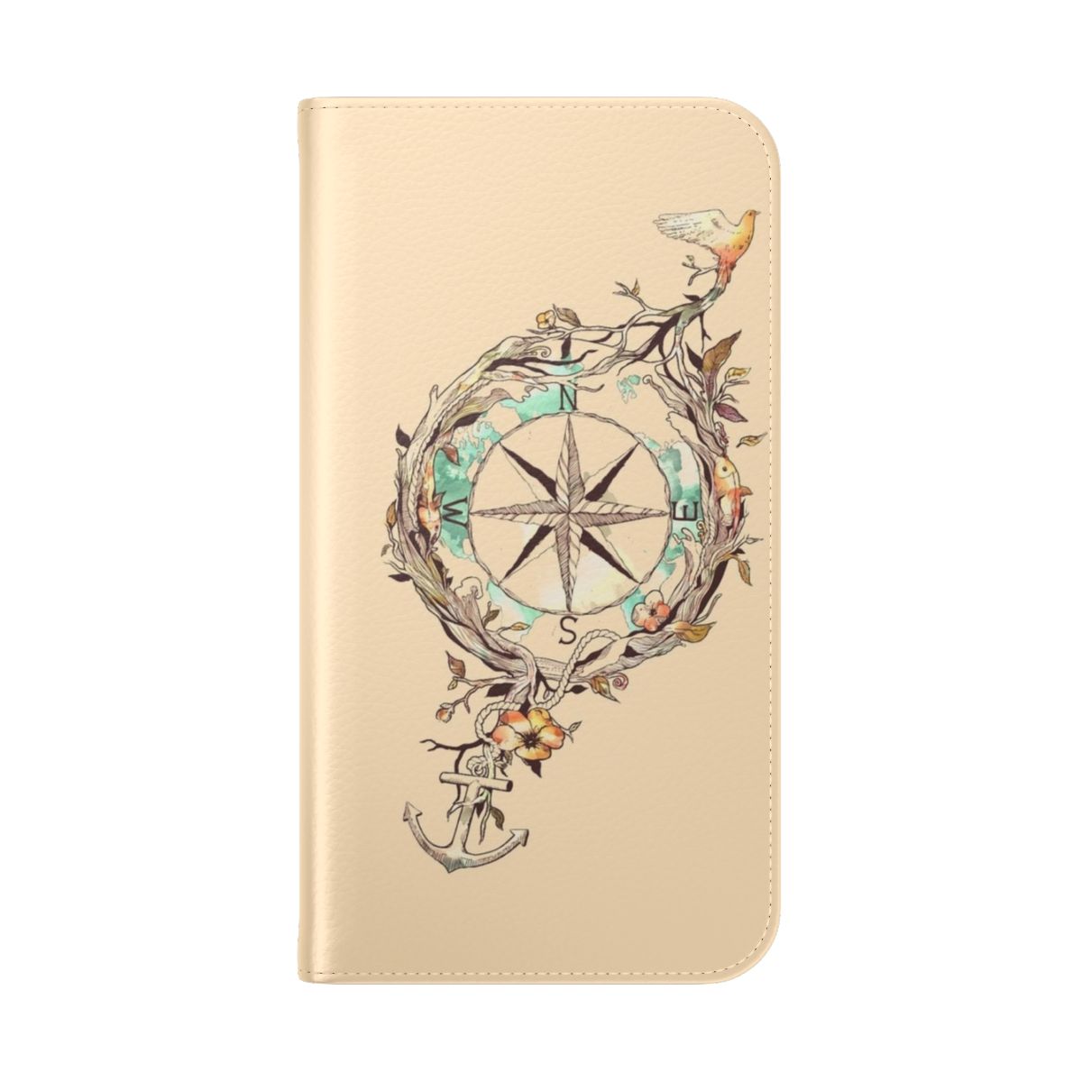 Nature-inspired phone case with a surreal, adventure-themed design - Folded Back