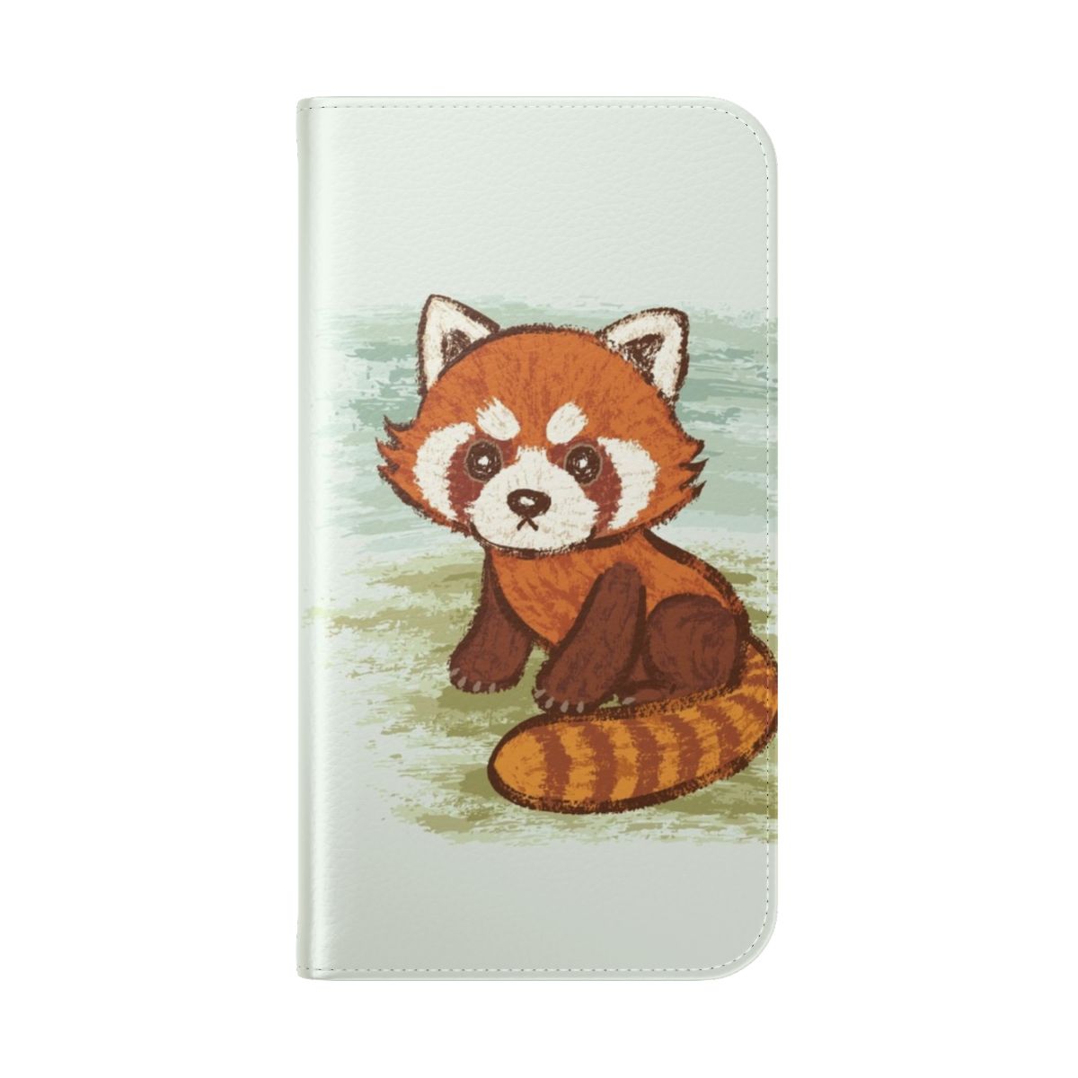 A close-up photo of a red panda printed on a phone case - Folded Back