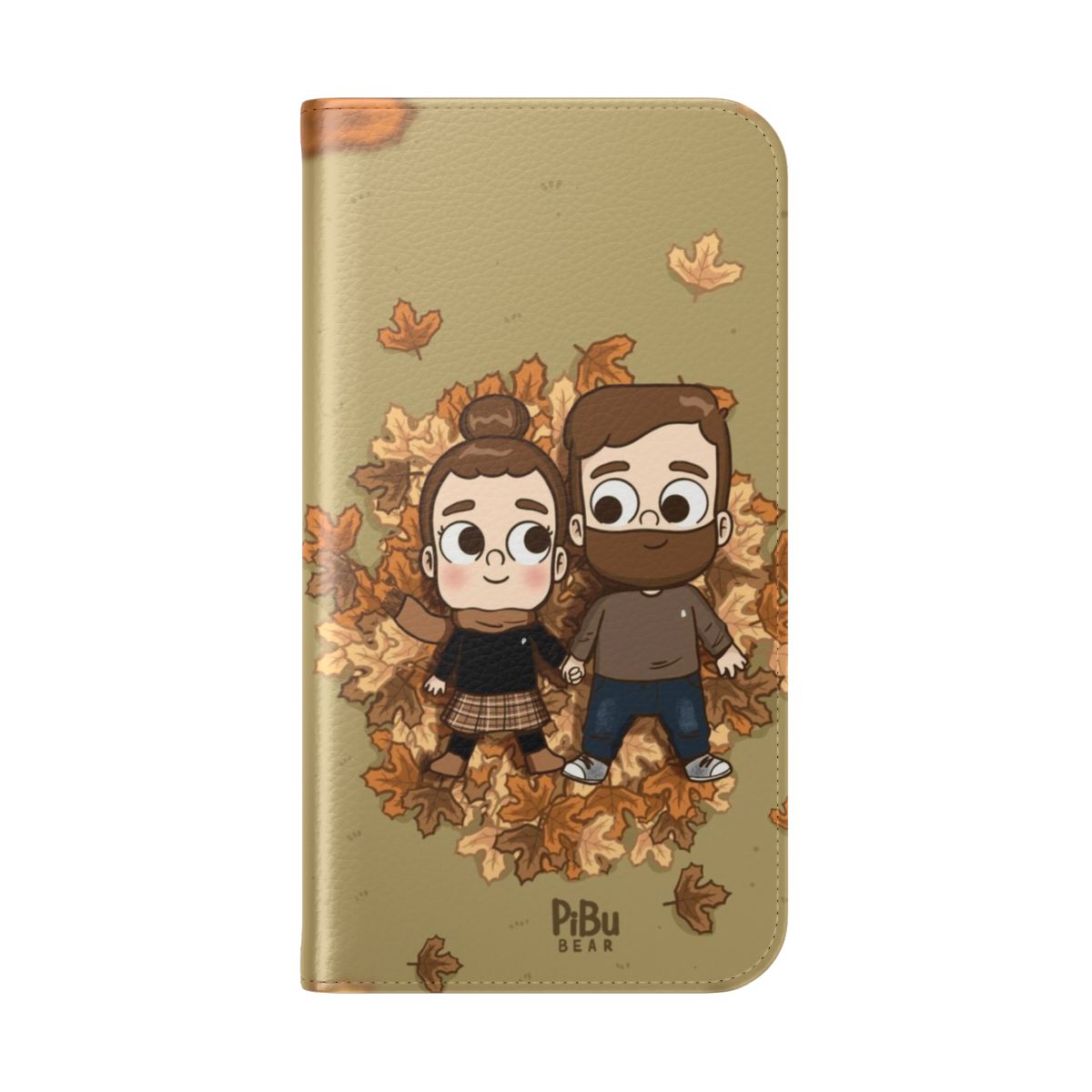 Autumn-themed flip cover phone case in a cozy, seasonal design - Folded Back