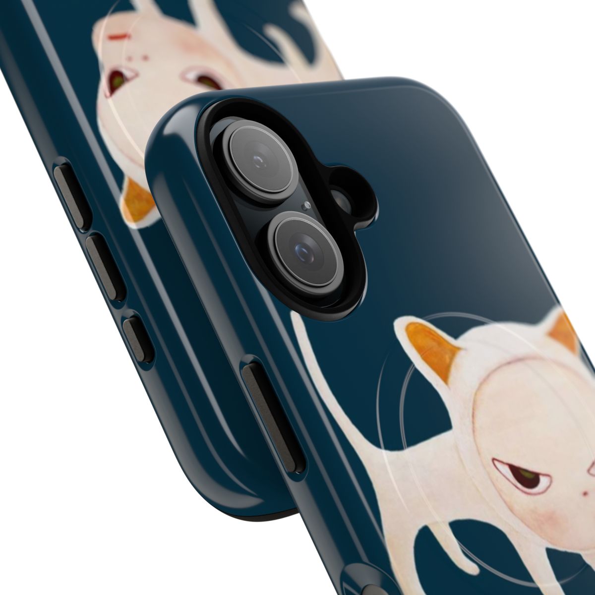 Vintage-style phone case featuring artwork inspired by Japanese artist Yoshitomo Nara - Detail