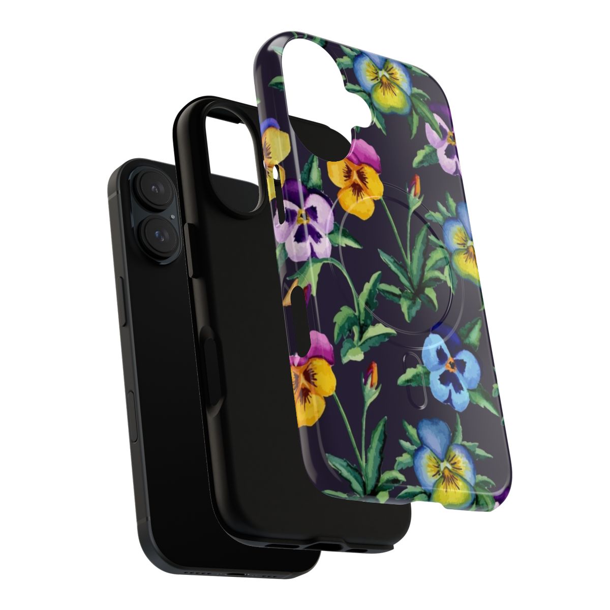 Vibrant pansy violet pattern phone case with a watercolor floral design. - Layers