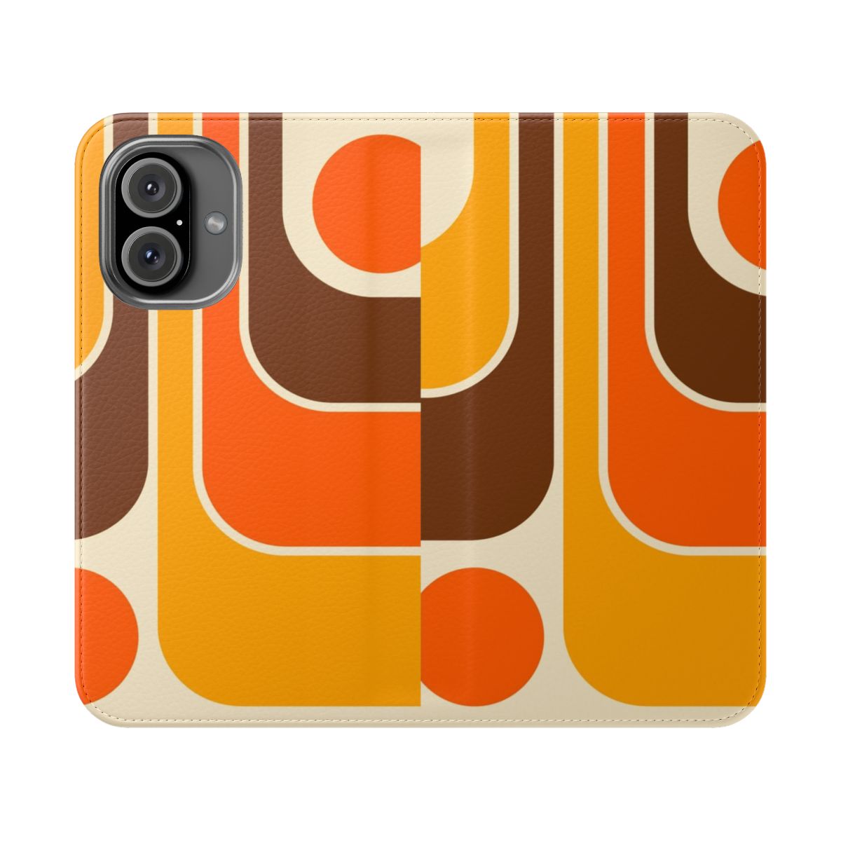 Retro geometric design phone case with mid century modern inspired pattern