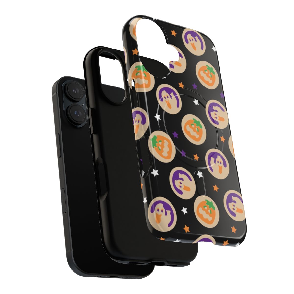 Retro Halloween-themed magnetic phone case with pumpkin and ghost sugar cookies - Layers