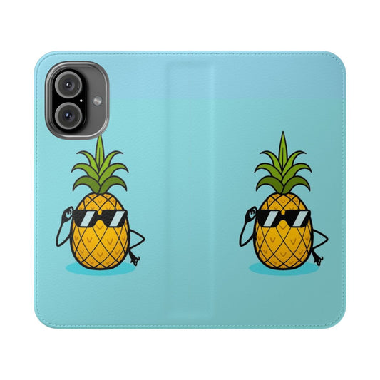 Colorful pineapple cartoon design on a flip phone case