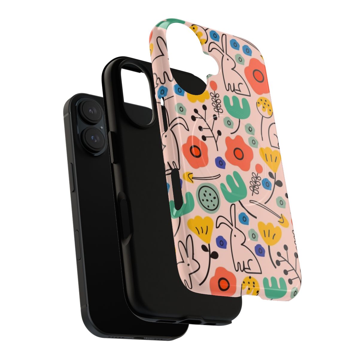 Colorful floral and botanical pattern on a magnetic phone case - Layers