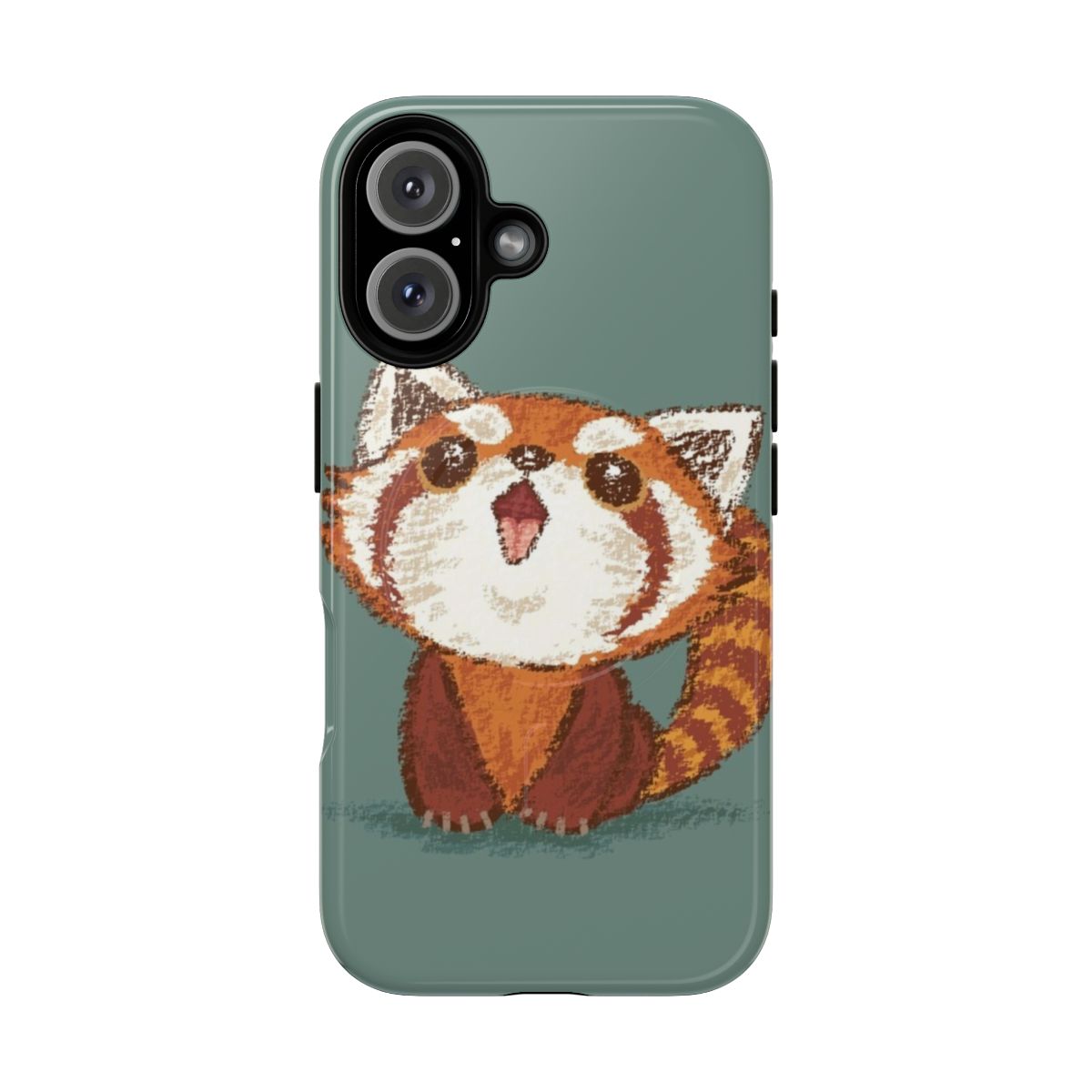 Vibrant and whimsical phone case featuring a hand-drawn red panda design