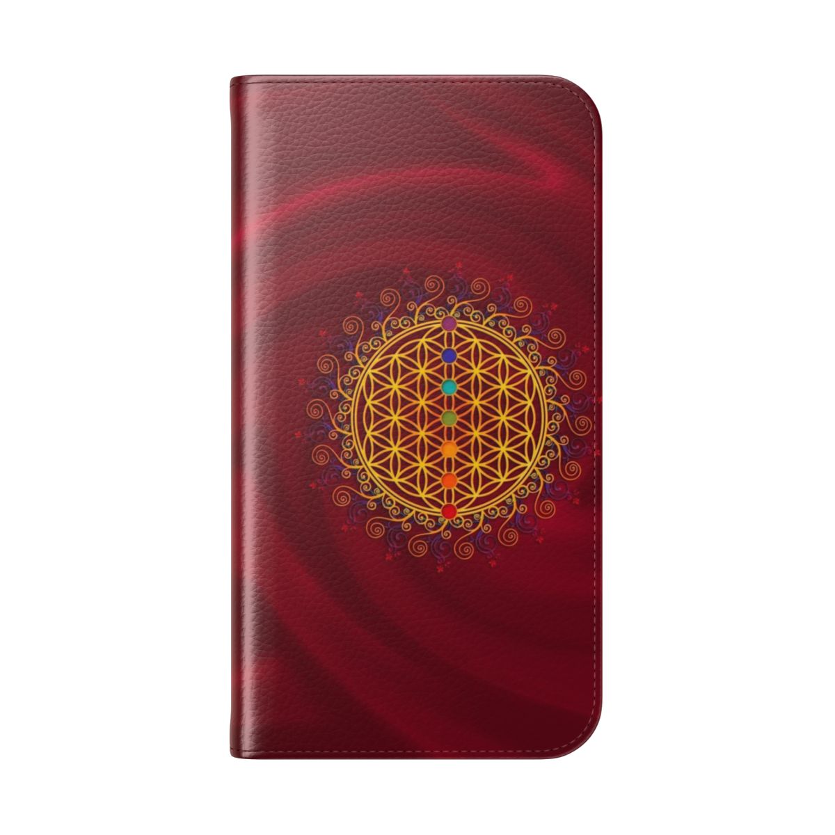 Colorful Flower of Life and Chakra Design Phone Case - Folded Back