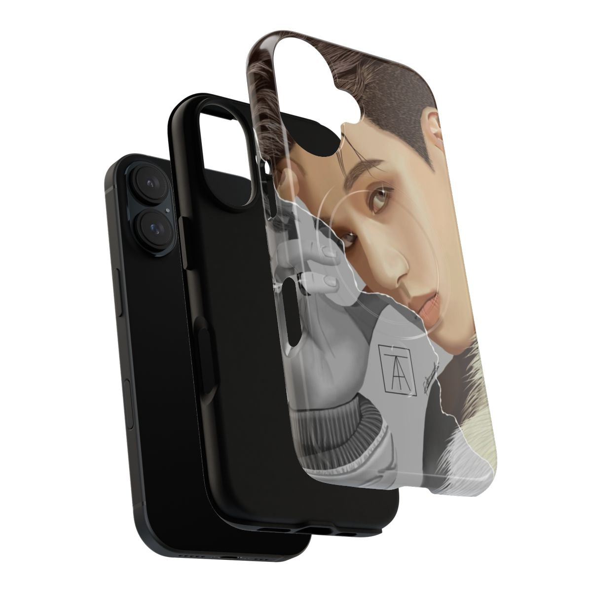 Customizable phone case featuring a portrait of ATEEZ member Wooyoung - Layers