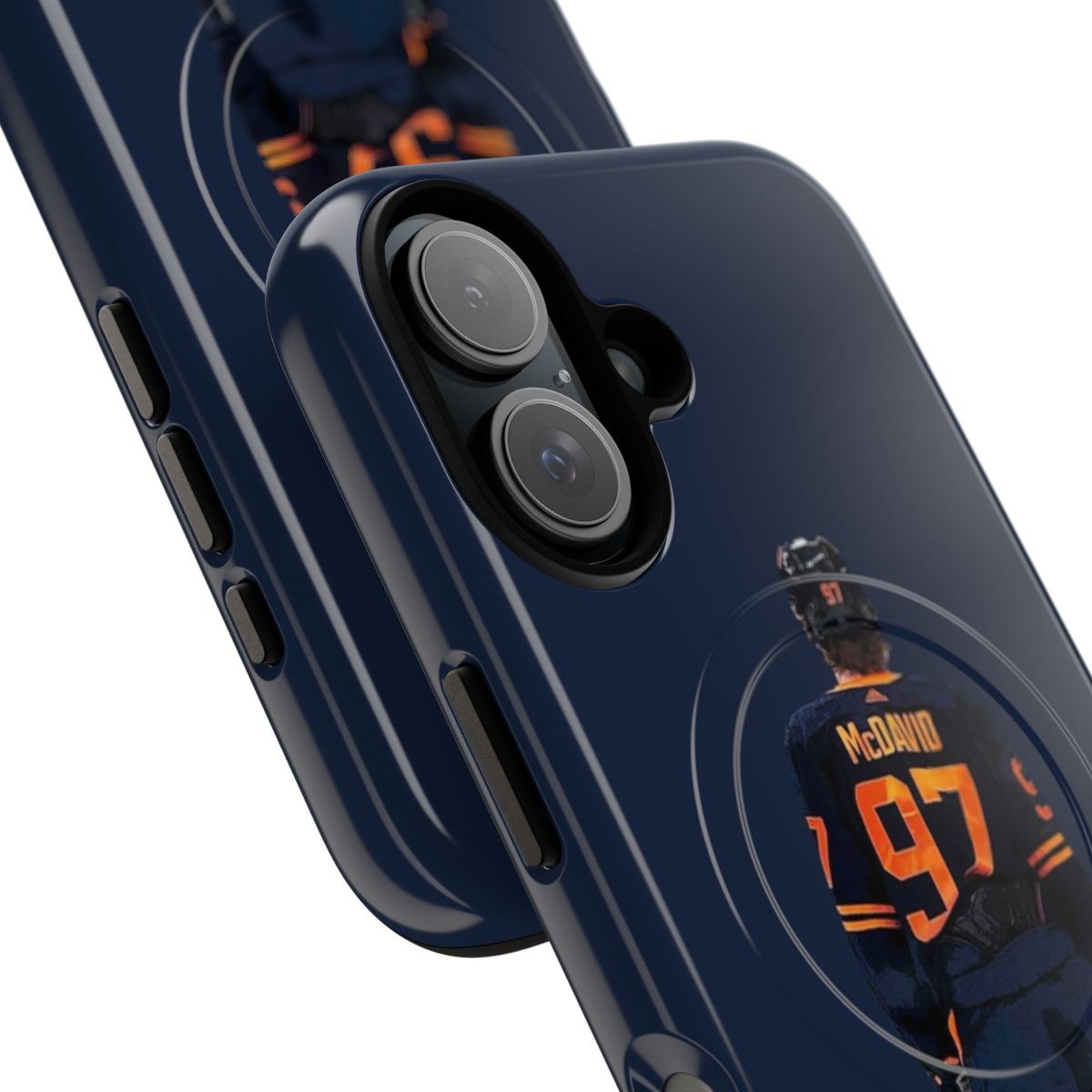 Magnetic and tough phone case featuring the Edmonton Oilers logo and colors - Detail