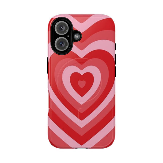 A phone case featuring a heart design inspired by the Powerpuff Girls cartoon characters.