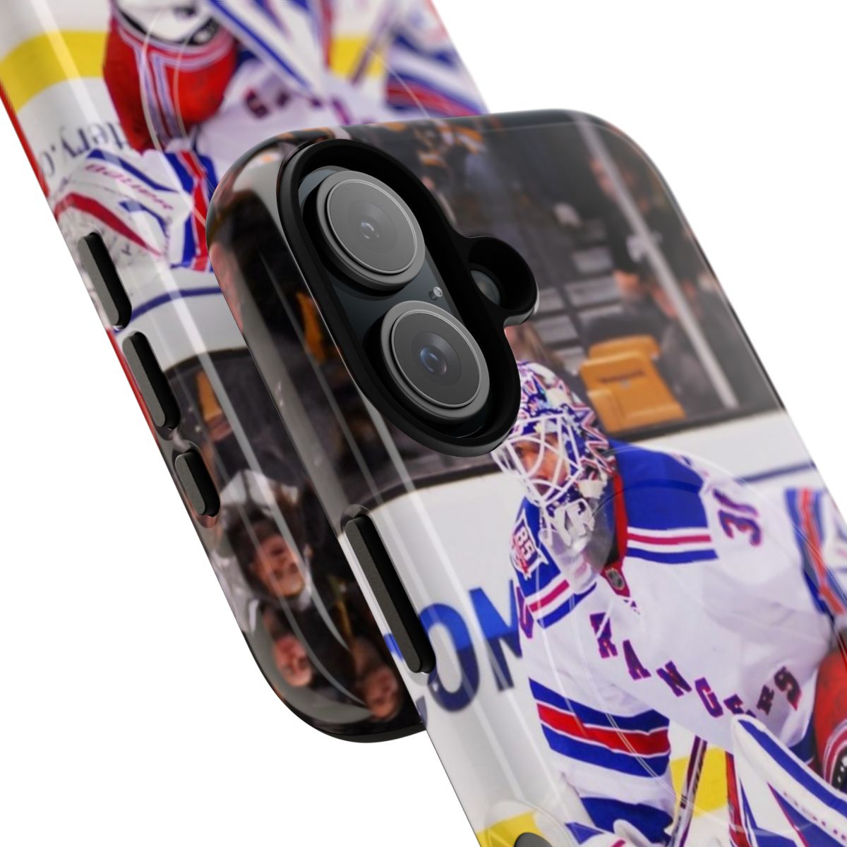 Magnetic phone case featuring Henrik Lundqvist, the iconic goaltender of the New York Rangers - Detail