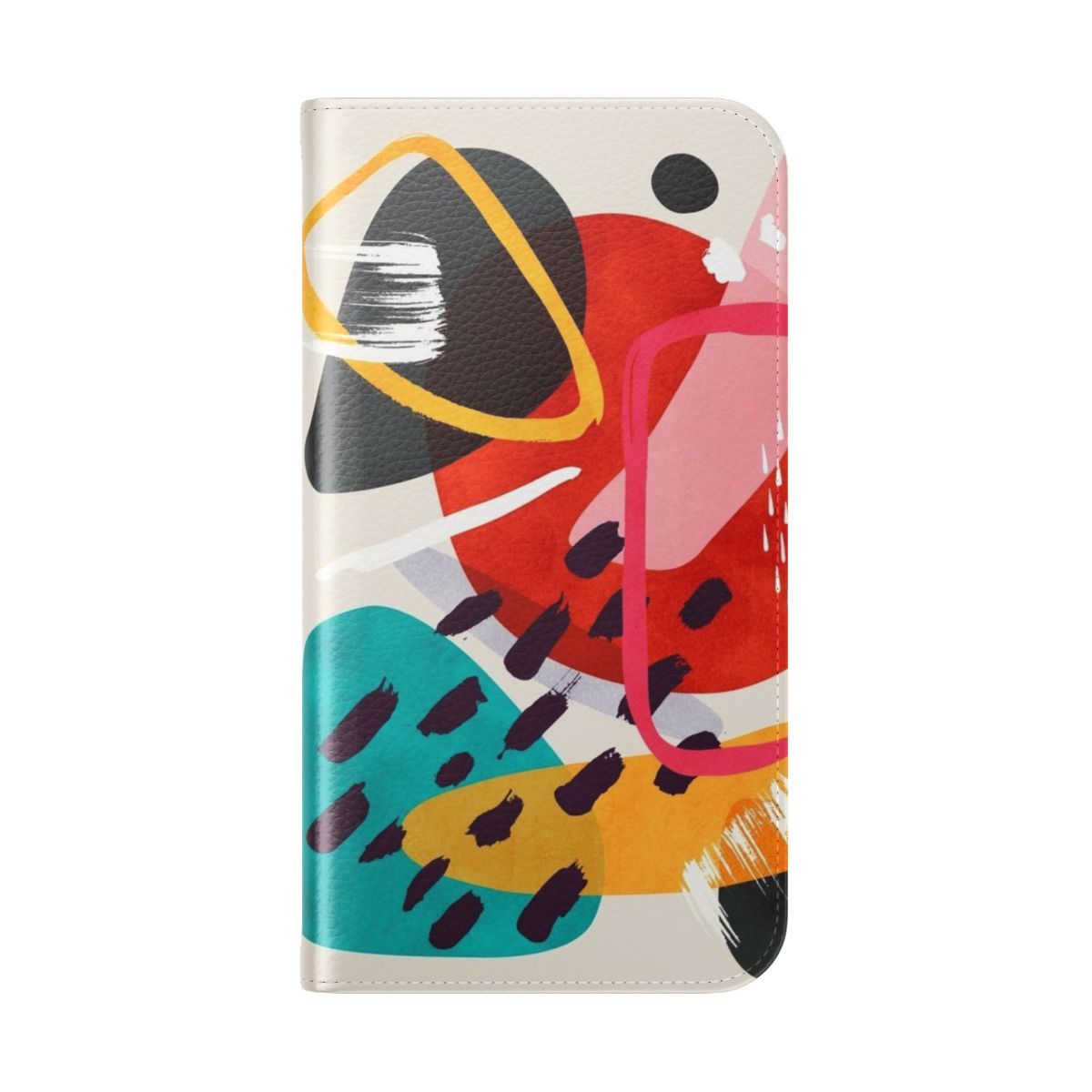 Abstract minimalist flip phone case with colorful brush strokes and overlapping shapes - Folded Back