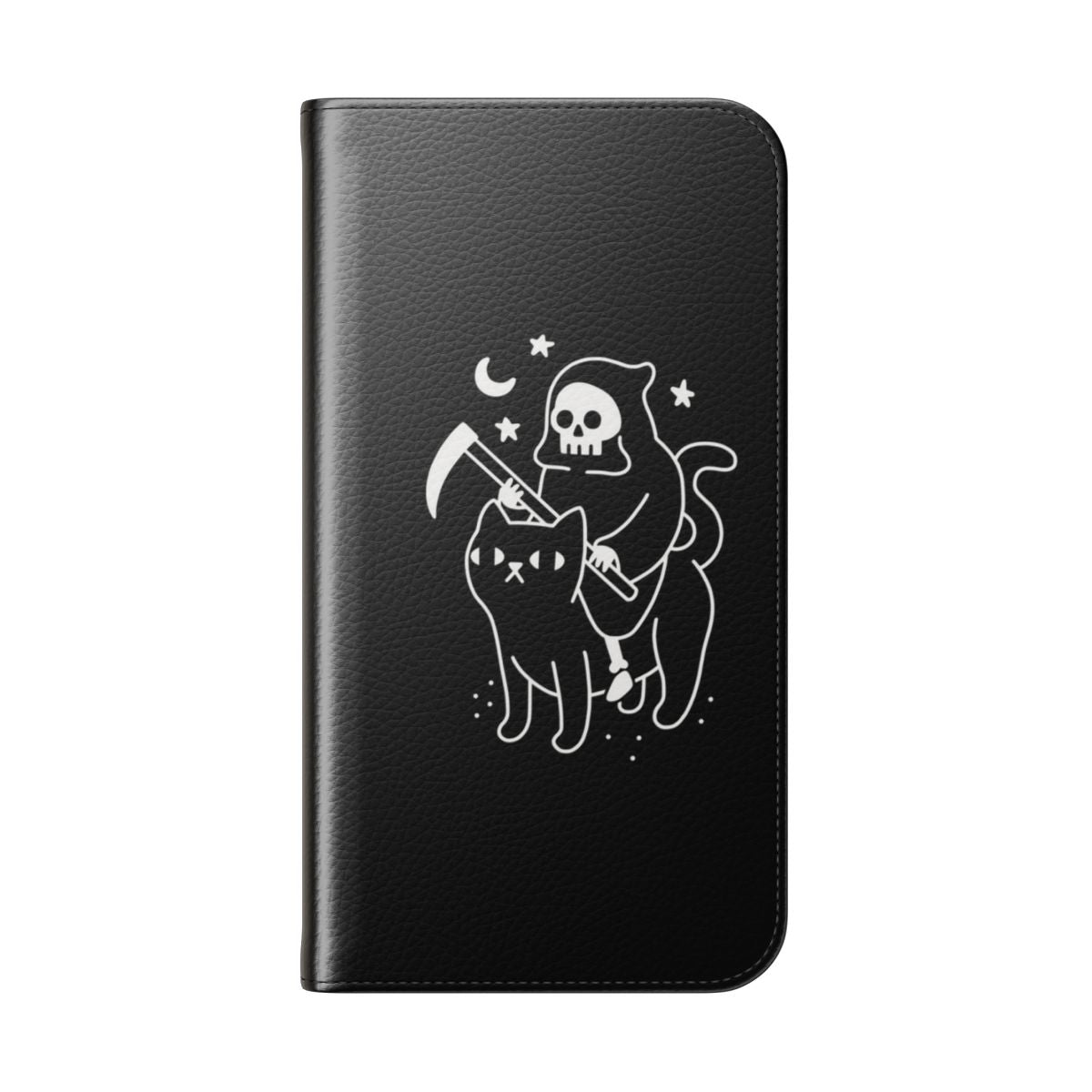 Mysterious black cat phone case with a spooky gothic design - Folded Back