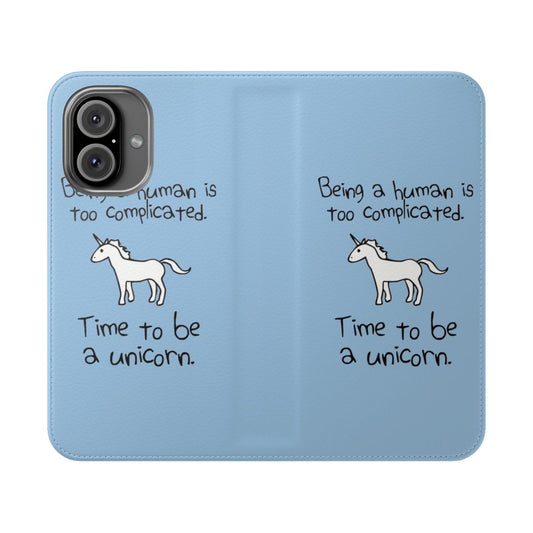 Flip phone case featuring a whimsical unicorn design