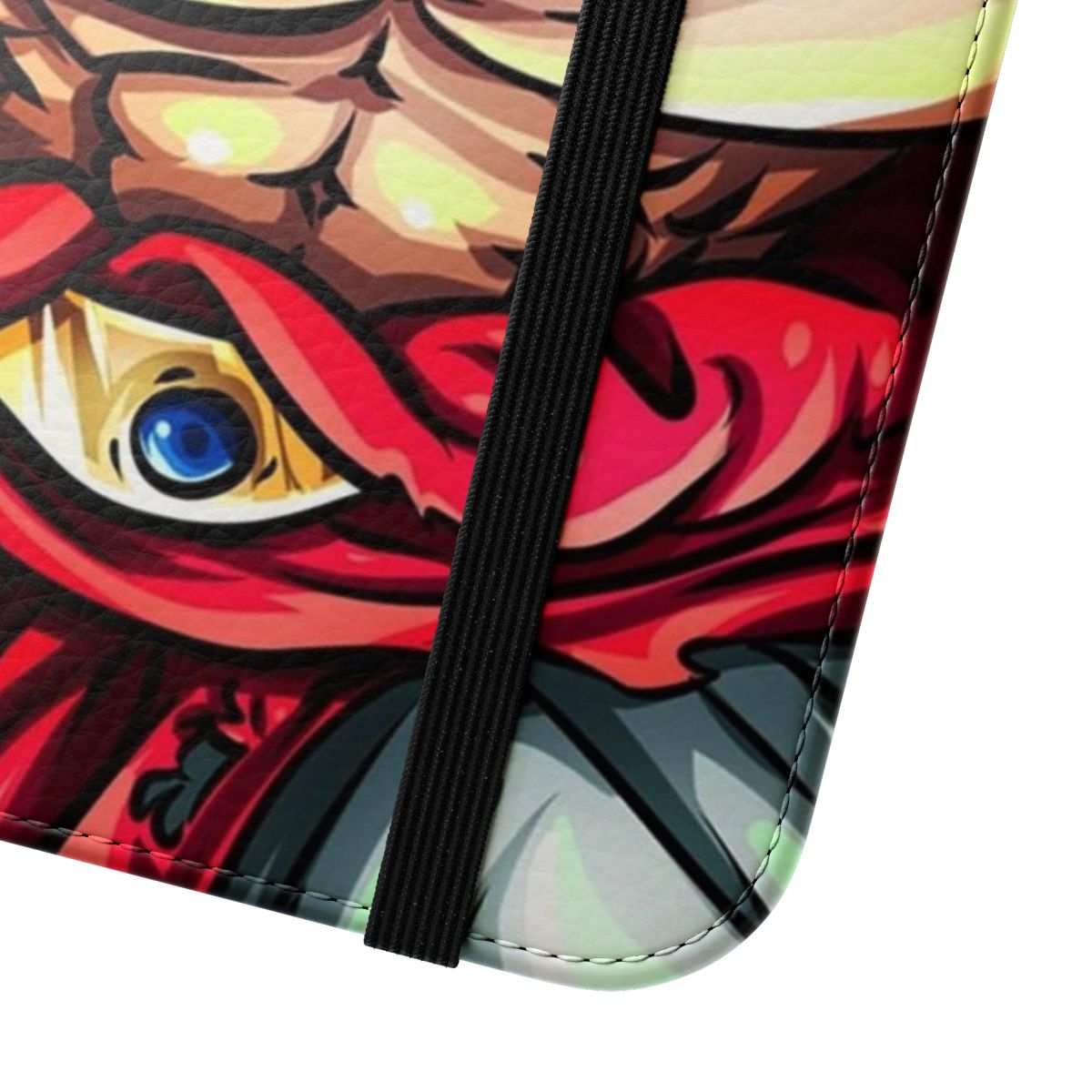 A stylish and durable phone case featuring the iconic Dragon Ball Z character, Broly, in a high-quality flip cover design. - Close Up