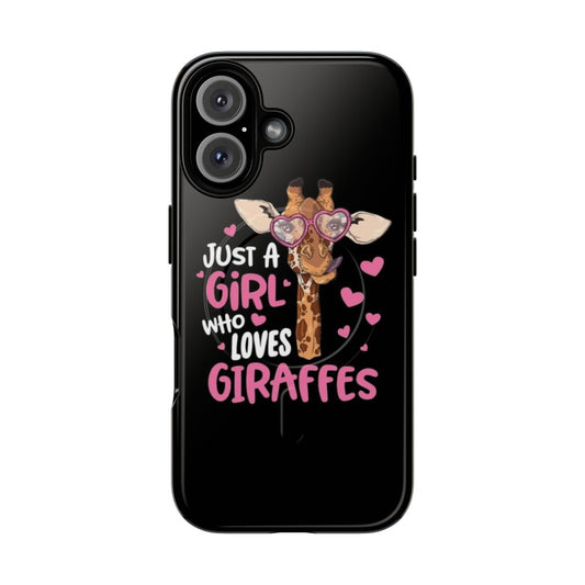 Stylish magnetic tough phone case with a cute giraffe print design for giraffe lovers.