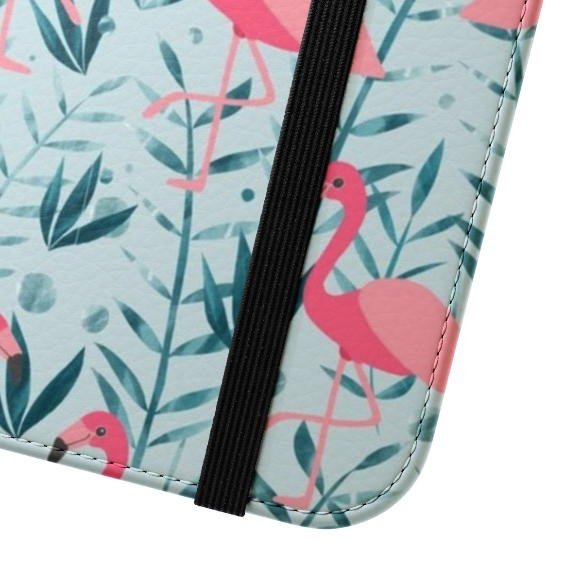 Image of a flamingo and floral pattern phone case - Close Up