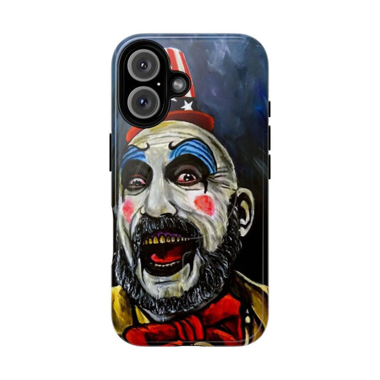 Creepy and macabre phone case inspired by the character Captain Spaulding from the horror movie House of 1000 Corpses