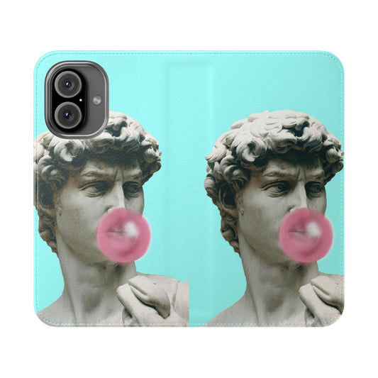 Flip cover phone case with a modern art-inspired design