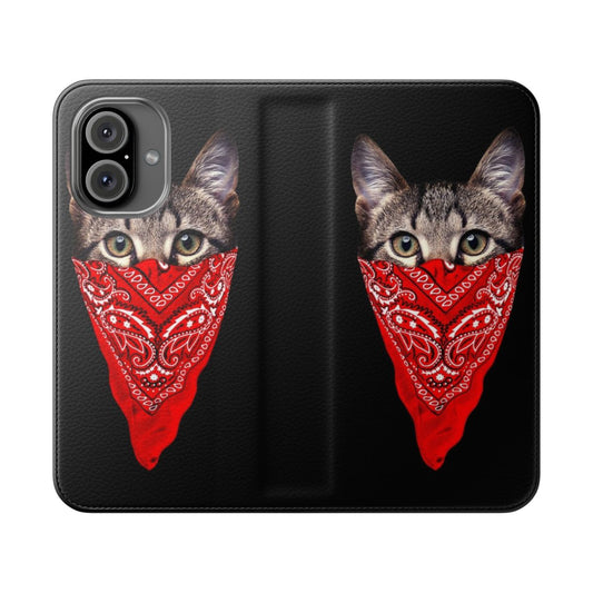 Stylish gangster cat phone case with a cool bandana design