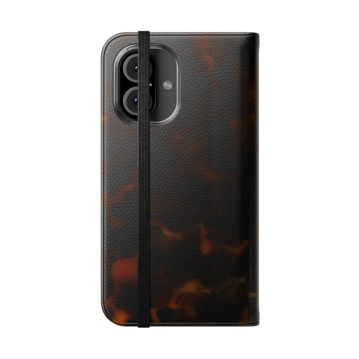 Tortoise shell patterned dark red flip cover phone case - Folded Front