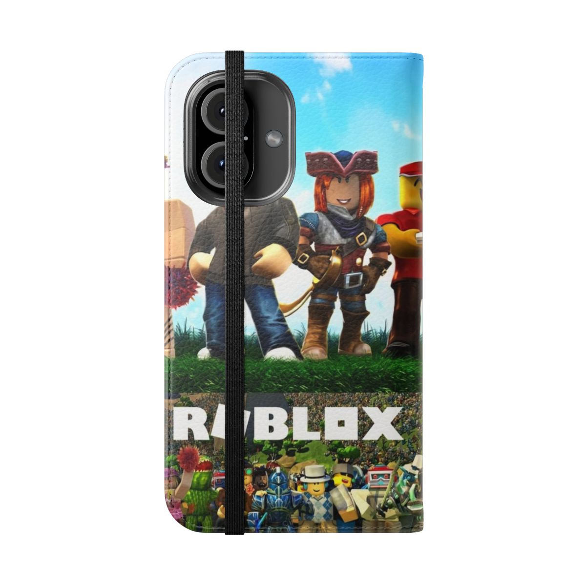 Roblox building games themed mobile phone protective flip cover case - Folded Front