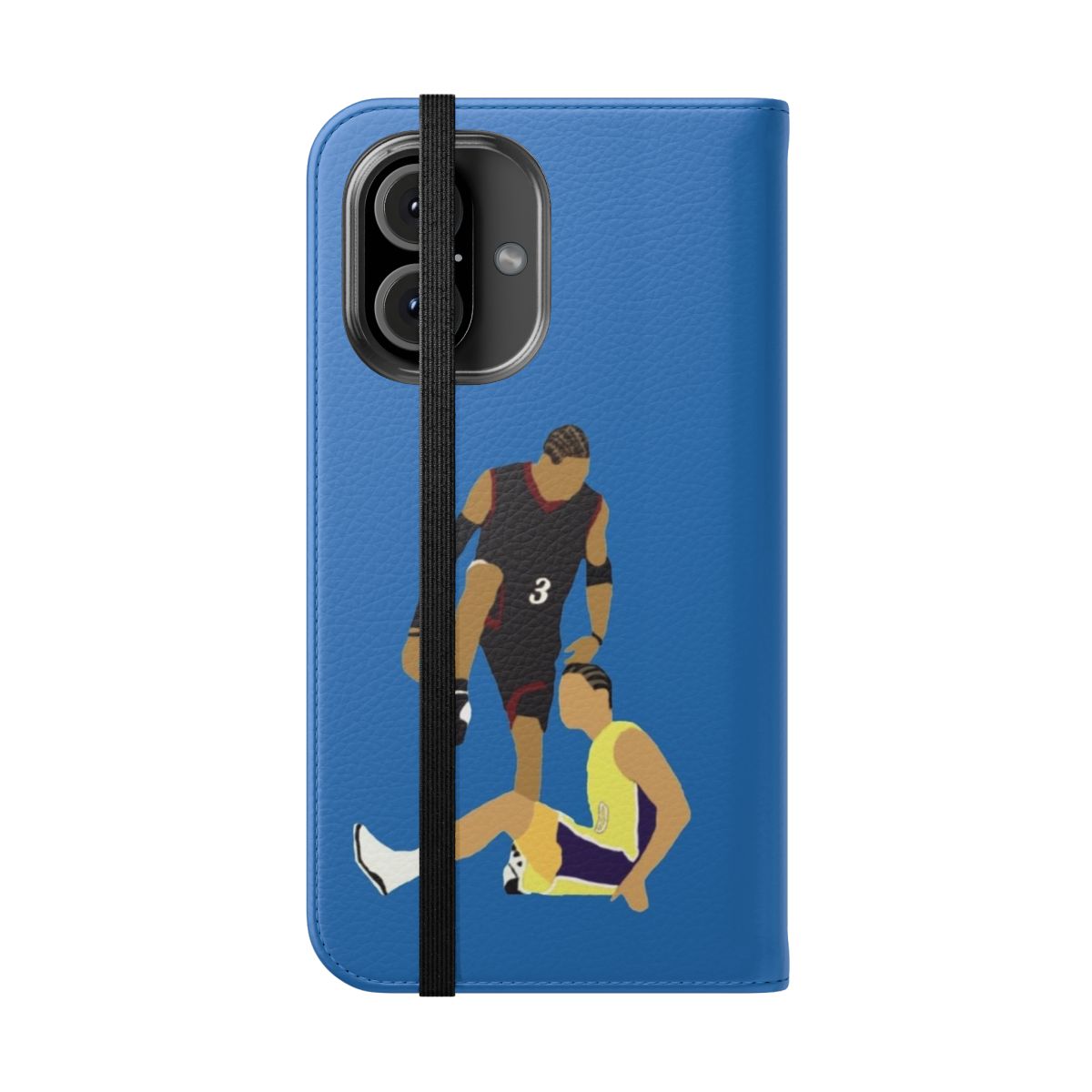 Basketball phone case featuring Allen Iverson's iconic 'step over' moment against Tyronn Lue - Folded Front