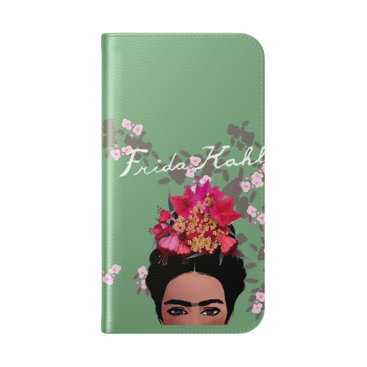 Colorful floral and face design phone case inspired by the iconic Mexican artist Frida Kahlo - Folded Back