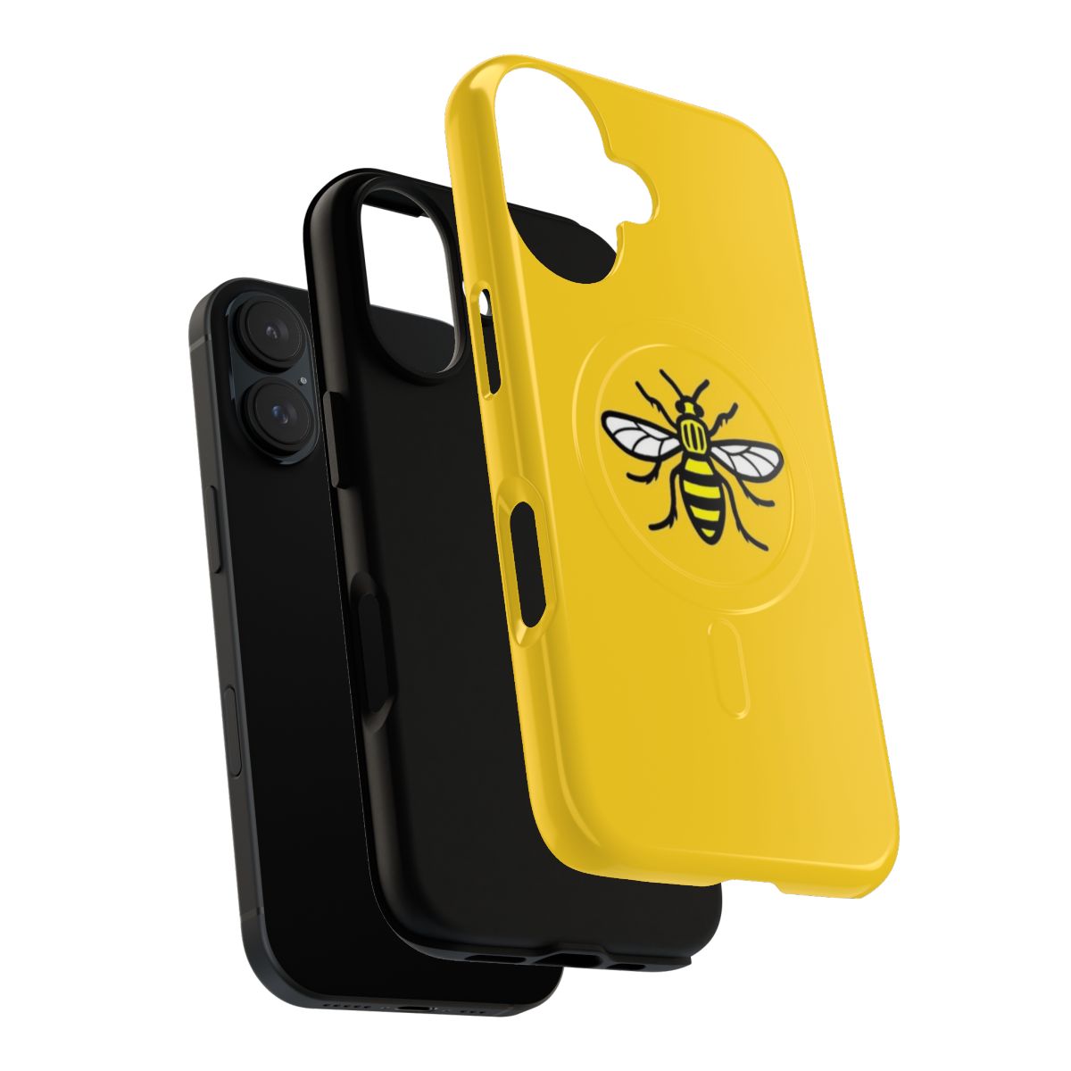 A magnetic phone case featuring a worker bee design, representing Manchester, UK. - Layers