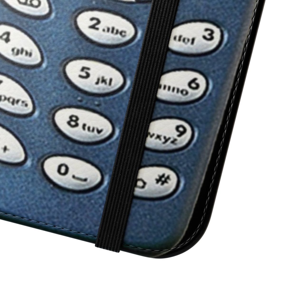 Vintage-style flip phone case with a "brick" design, inspired by early 2000s cell phone aesthetics. - Close Up