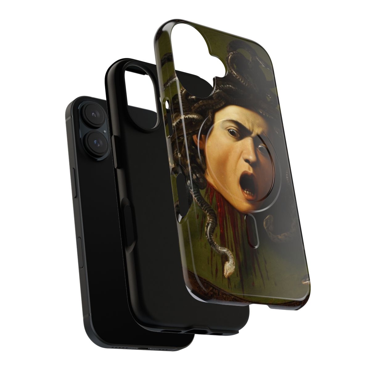 Artistic phone case featuring the Medusa painting by the famous Italian artist Caravaggio - Layers