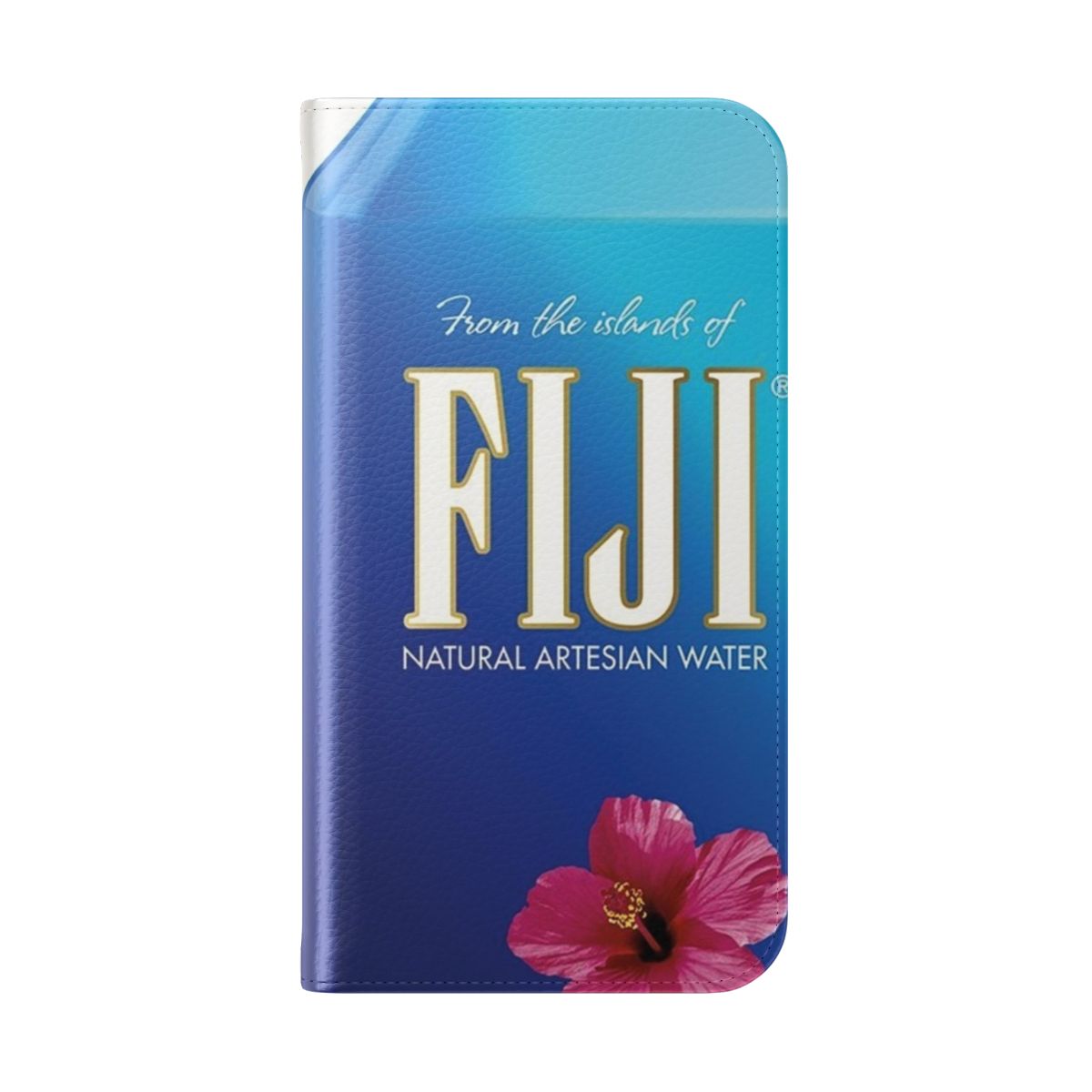 Fiji water bottle-inspired modern design flip cover phone case - Folded Back