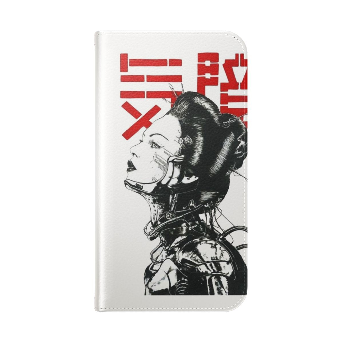 Vaporwave-inspired flip phone case with cyberpunk and Japanese-inspired design - Folded Back