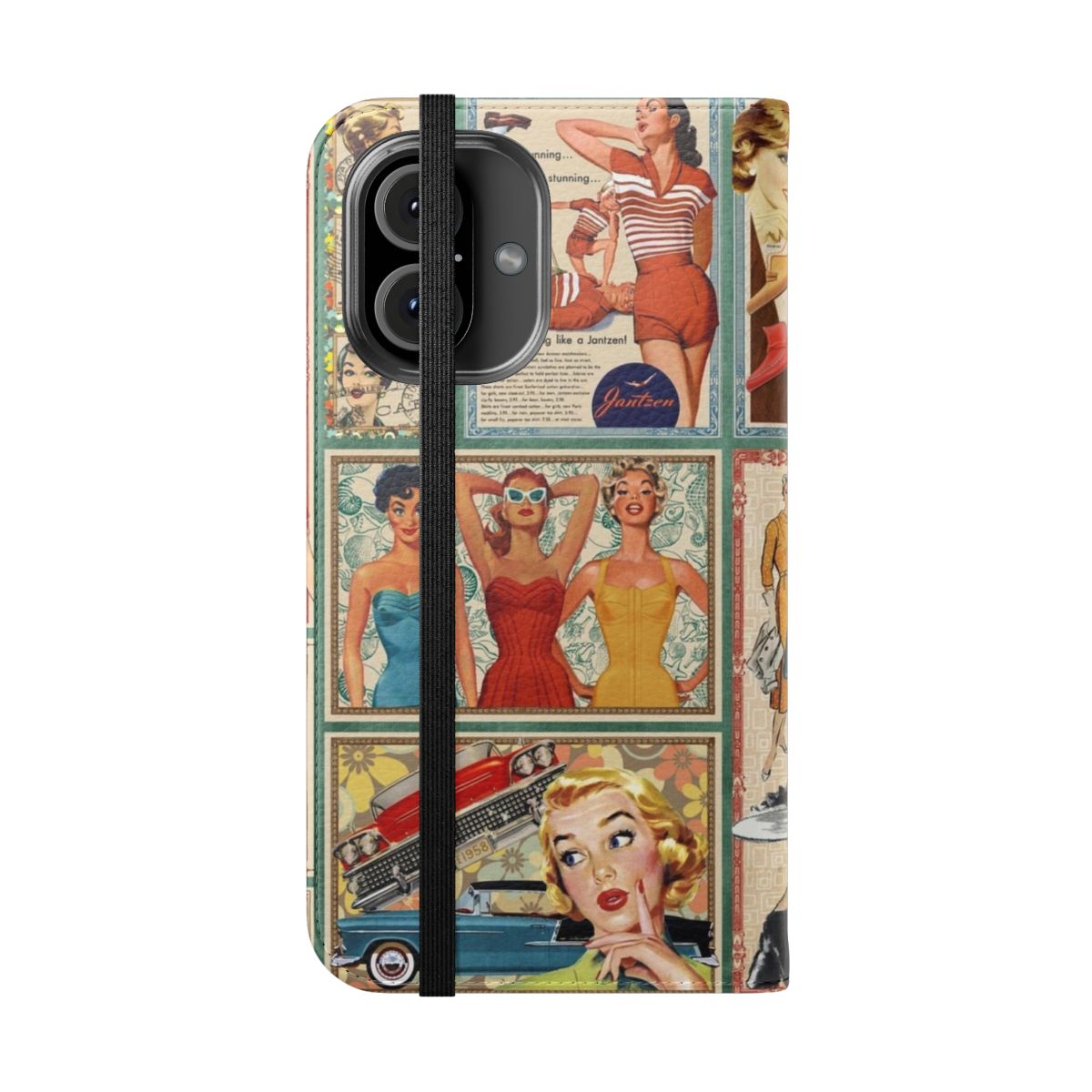 A vintage-style 1950s inspired flip phone case - Folded Front