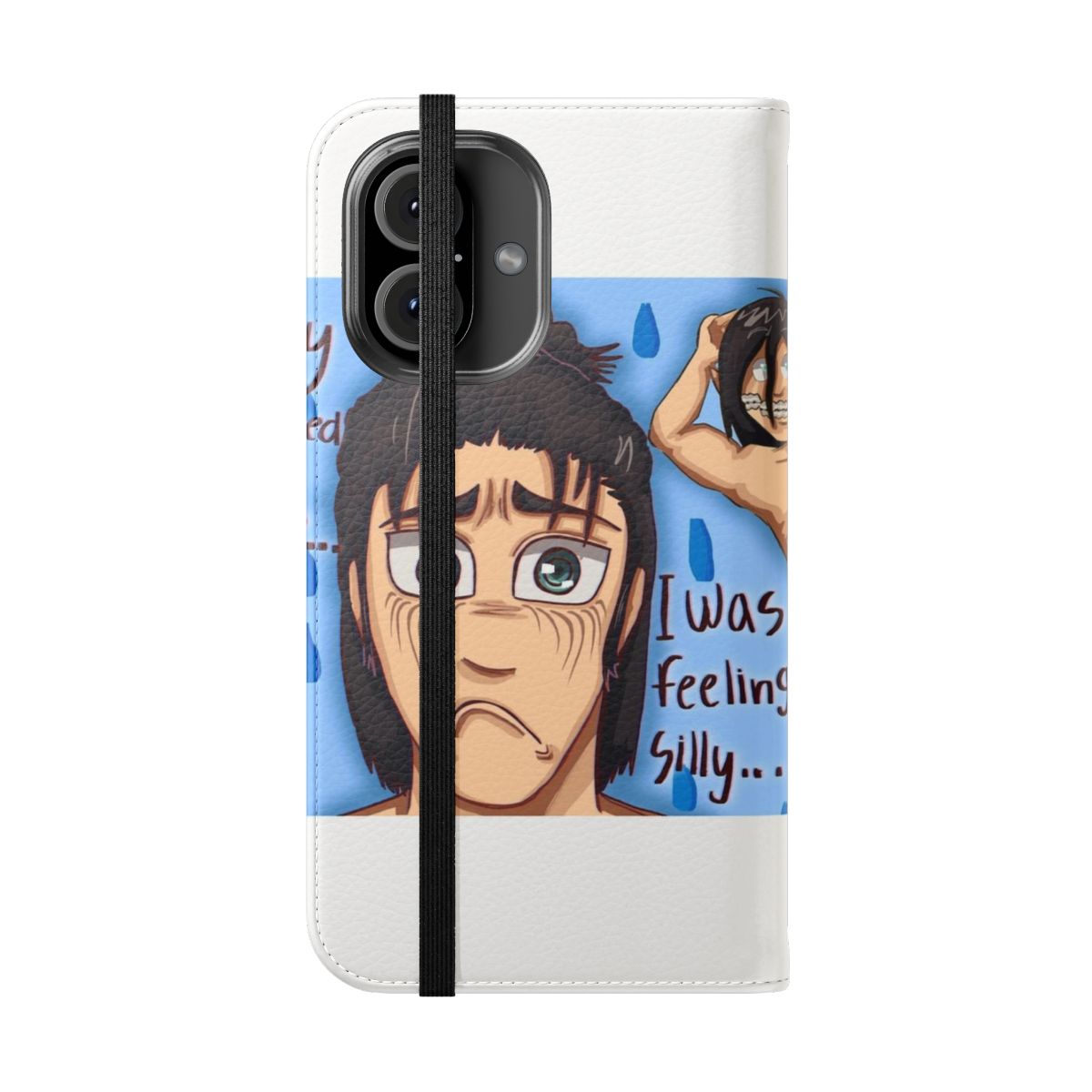 Anime-themed phone case featuring Eren Jaeger, the protagonist of Attack on Titan - Folded Front