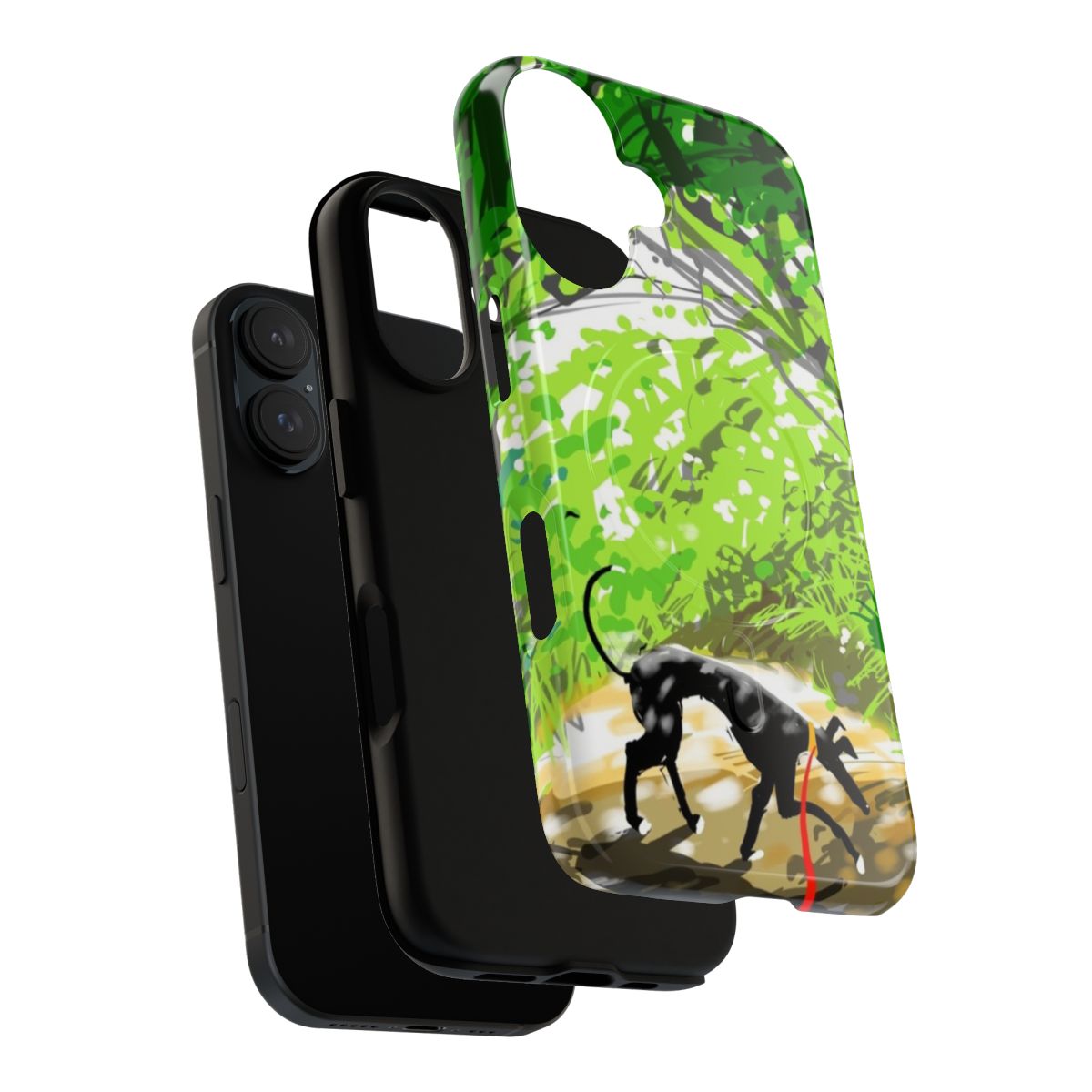 Woodland Shade Phone Case with Greyhound, Whippet, and Lurcher Designs - Layers