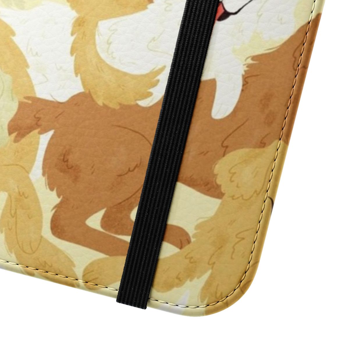 Golden retriever dog print on a stylish flip phone case - Close Up